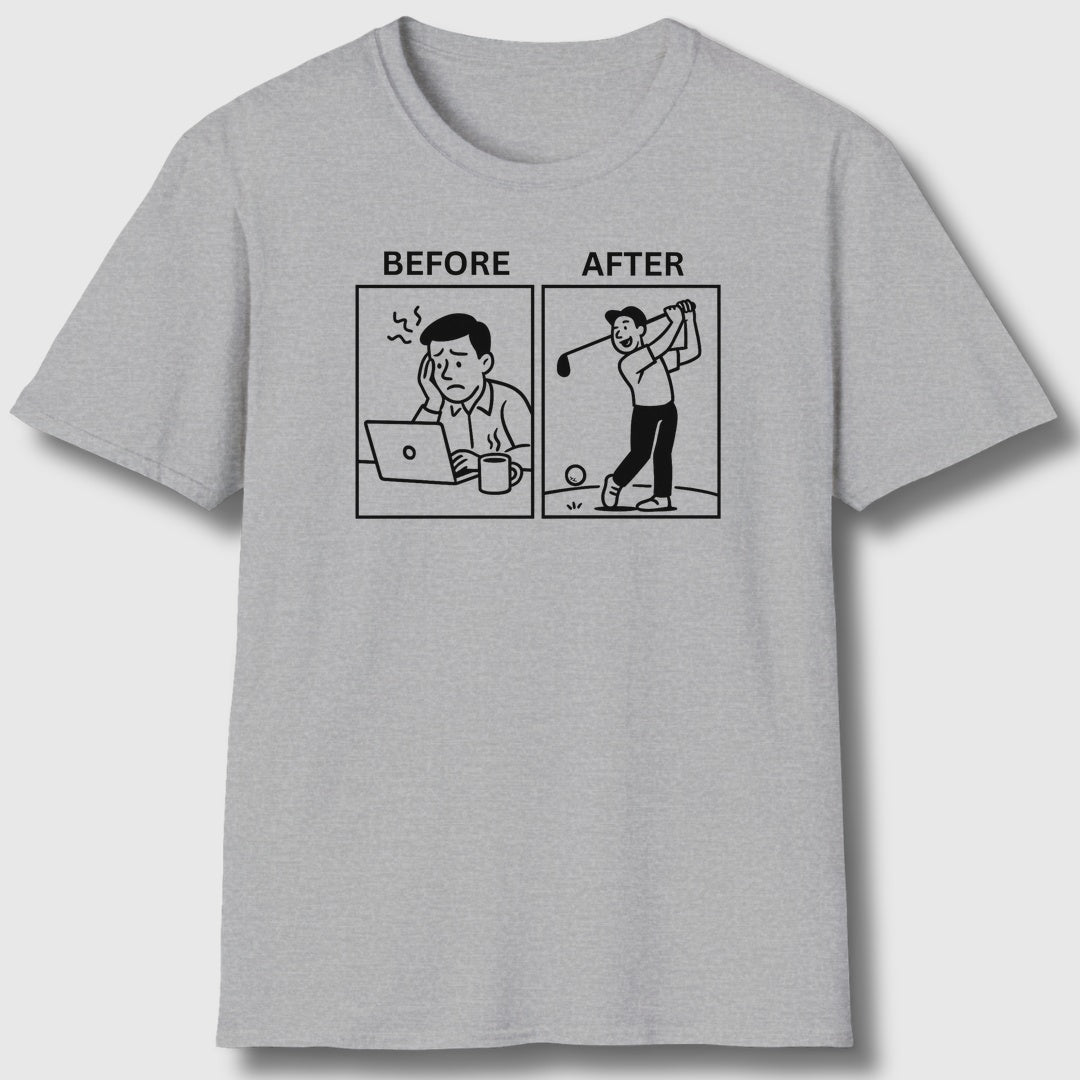 Before & After - Adult Golf T-Shirt in Athletic Heather
