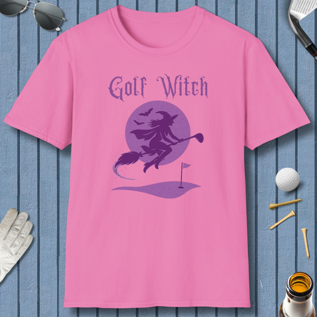 Golf Witch - Adult Golf T-Shirt in Azalea