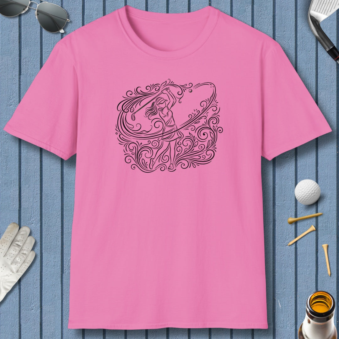 EVERY SWING TELLS A STORY - Women's Golf Vine Art - Adult Golf T-Shirt in Azalia