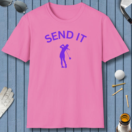 SEND IT (Female) - Adult Golf T-Shirt in Azalea