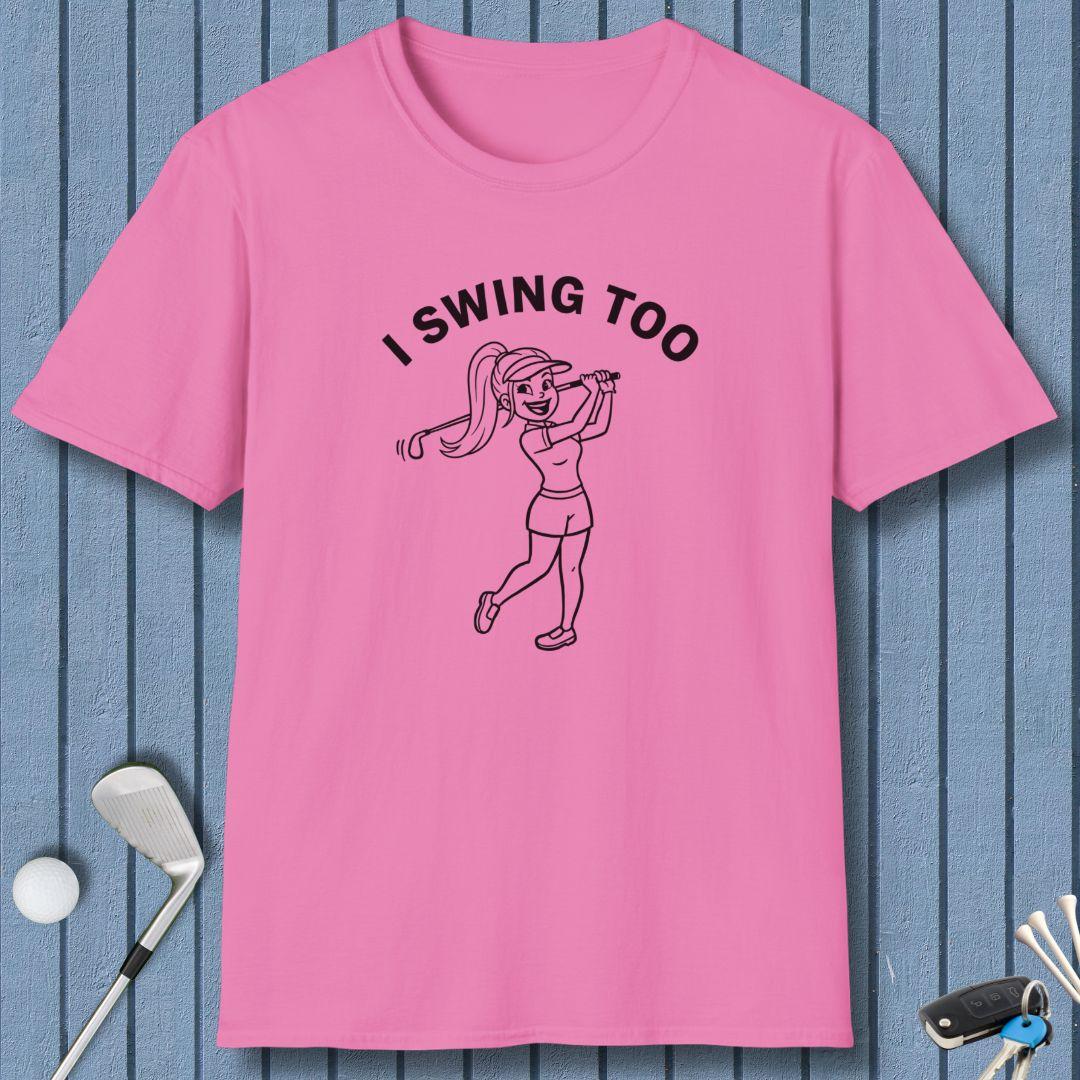 Retro “I SWING TOO” Women’s Golf T-Shirt – Funny Vintage Golf Design