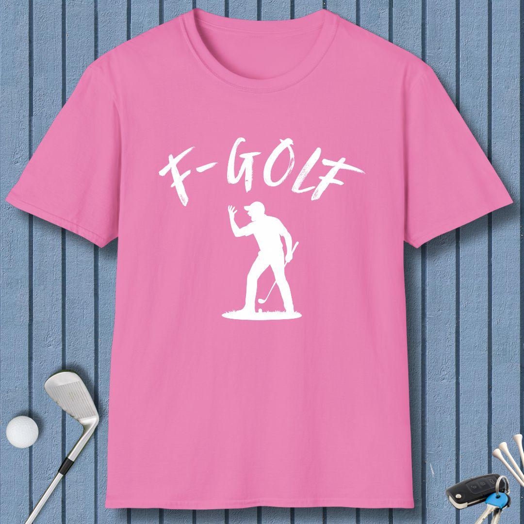 F-Golf - Male Golfer T-Shirt in Azalea, great for casual wear. Find more fun golf focused products at oneforetheages.com