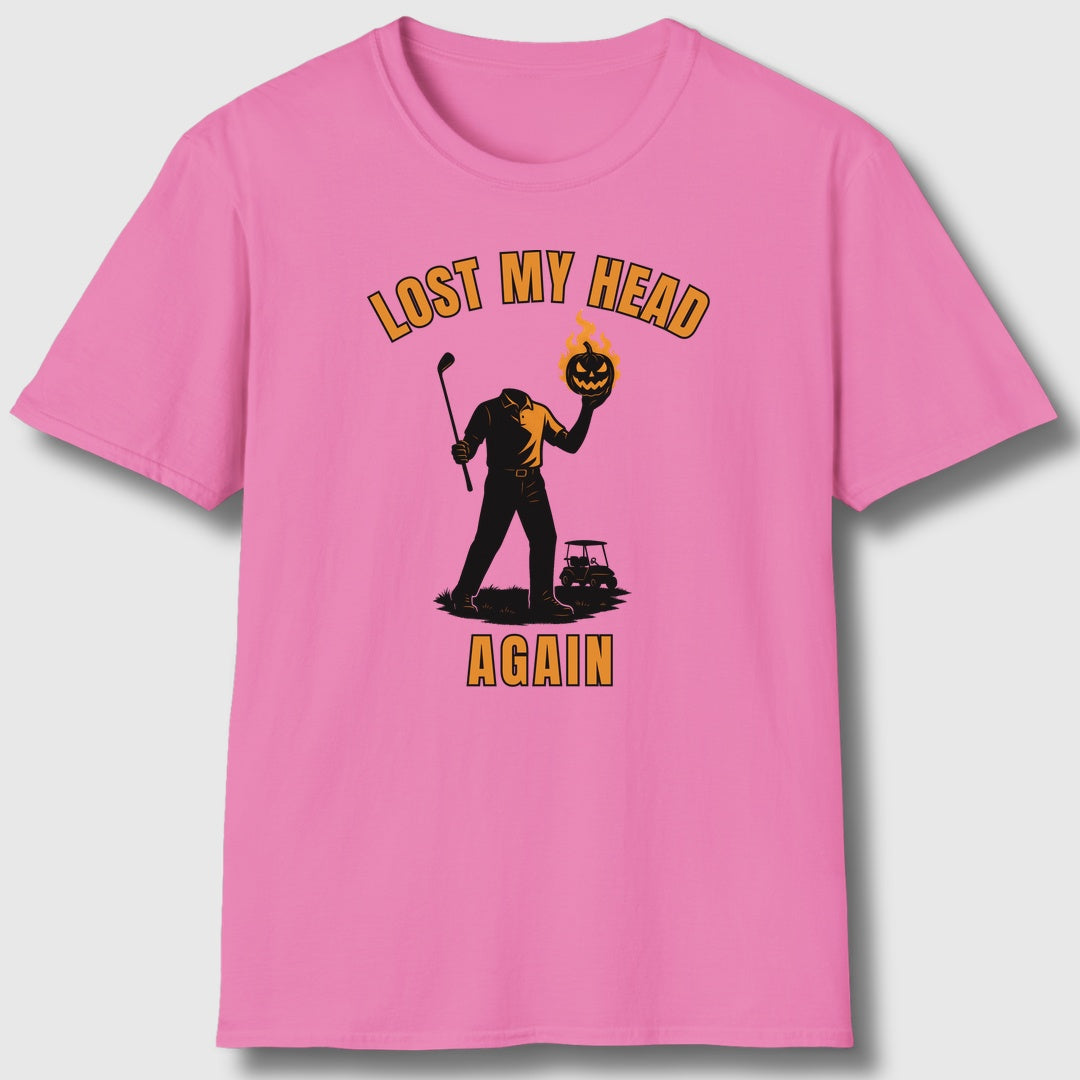 Lost My Head, Again - Adult Golf T-Shirt in Azalia