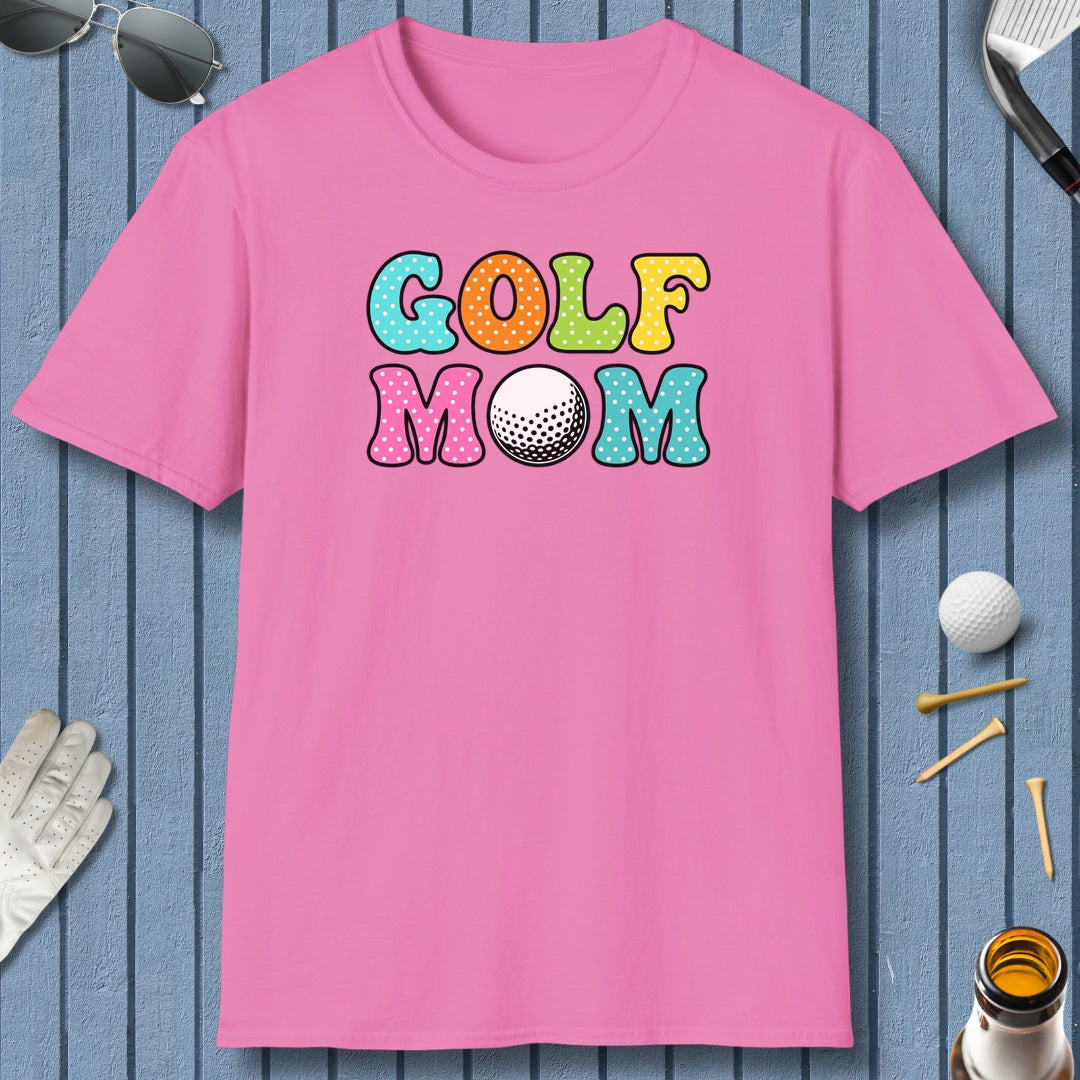BUBBLY GOLF MOM, Polka Dot Pop - Adult Golf T-Shirt in Azalia