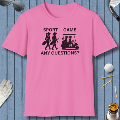SPORT vs. GAME (Female) - Adult Golf T-Shirt in Azalea