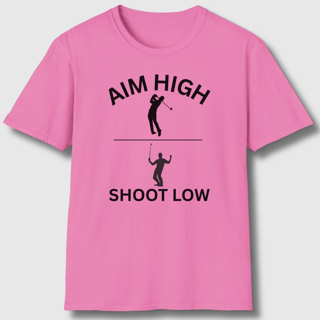 Aim High - Shoot Low (Male) - Adult Golf T-Shirt in Azalia