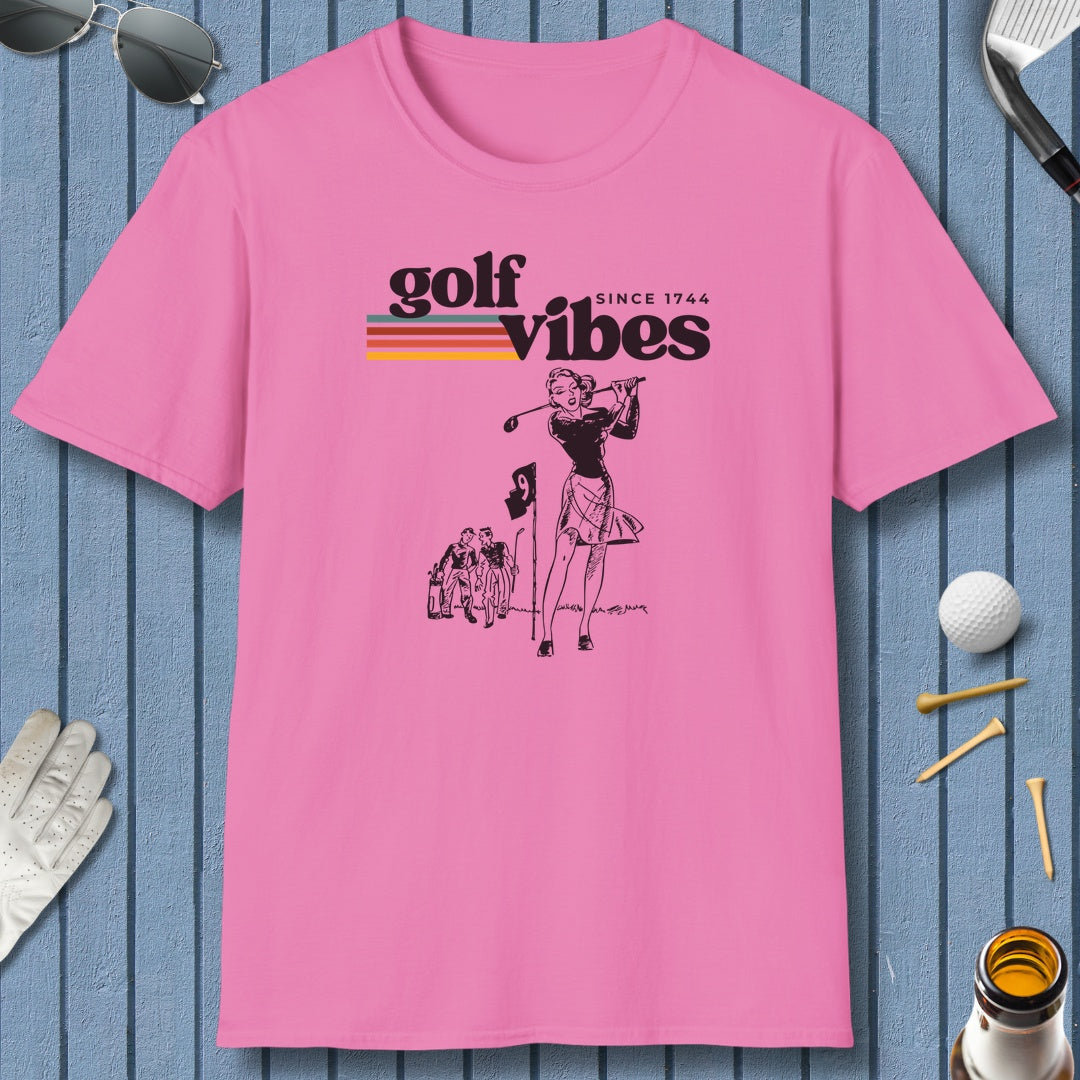Golf Vibes Retro - Adult Golf T-Shirt in Azalea