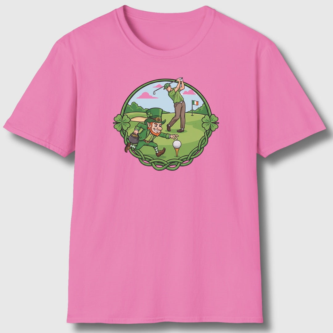 The Leprechaun Stole My Ball! - Adult Golf T-Shirt in Azalia