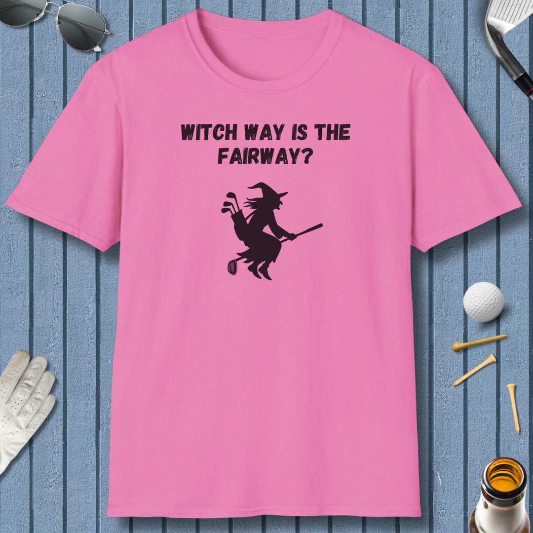 Witch Way is the Fairway - Adult Golf T-Shirt in Azalea