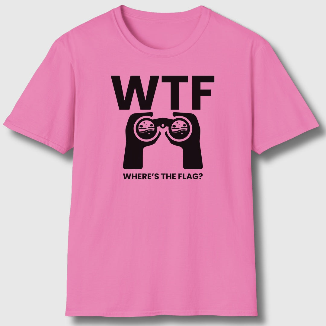 WTF - Where's the Flag - Adult Golf T-Shirt in Azalia