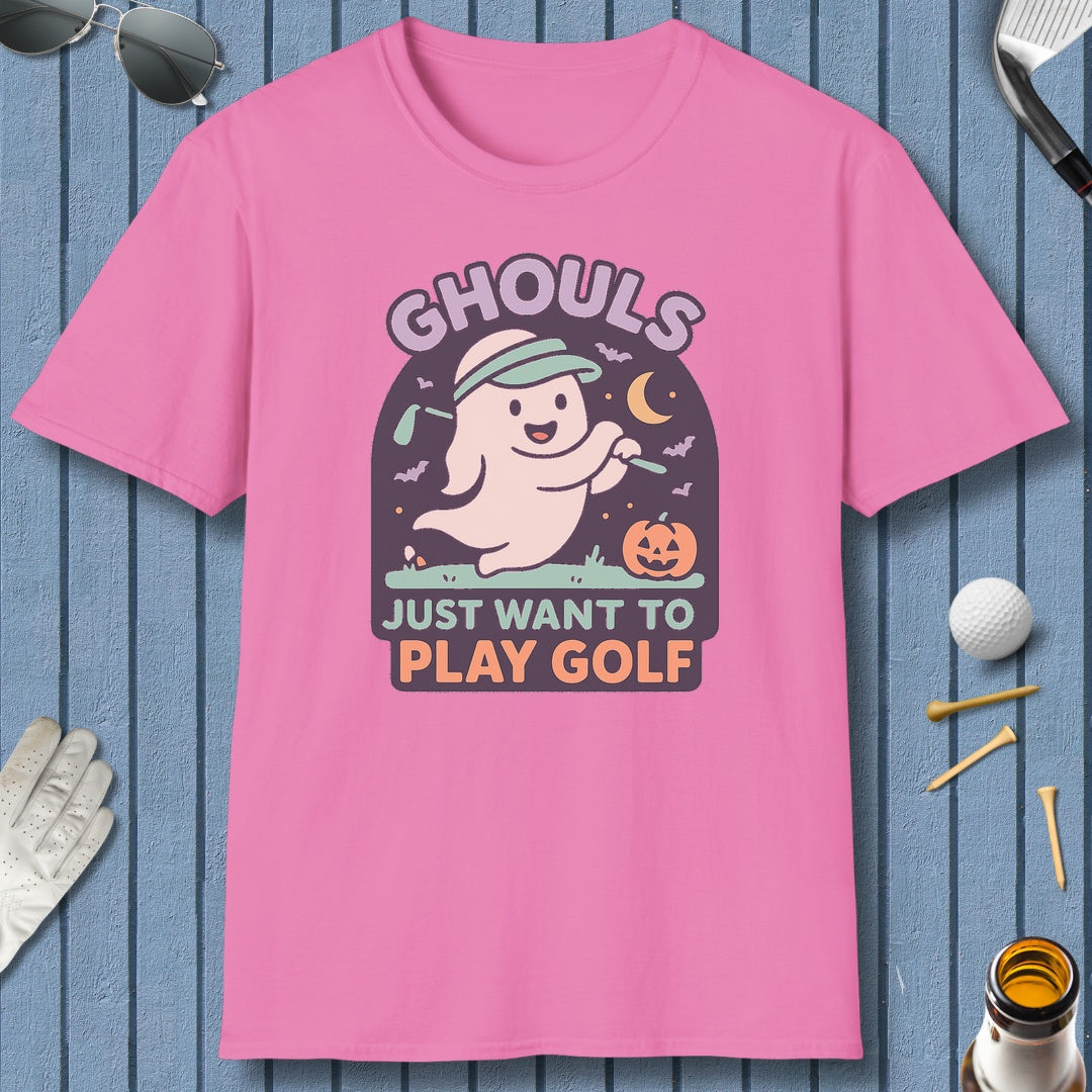 Ghouls Just Wanna Play Golf - Adult Golf T-Shirt in Azalea