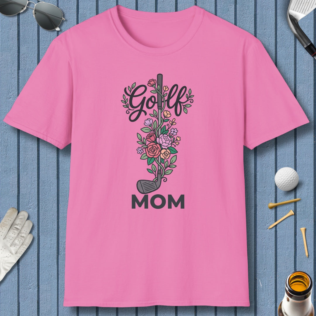 Golf Mom - Floral - Adult Golf T-Shirt in Azalia