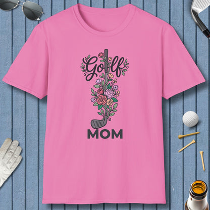 Golf Mom - Floral - Adult Golf T-Shirt in Azalia
