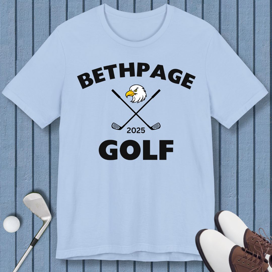 Bethpage Golf 2025 - T-shirt in Baby Blue, great for casual wear. Find more fun golf focused products at oneforetheages.com