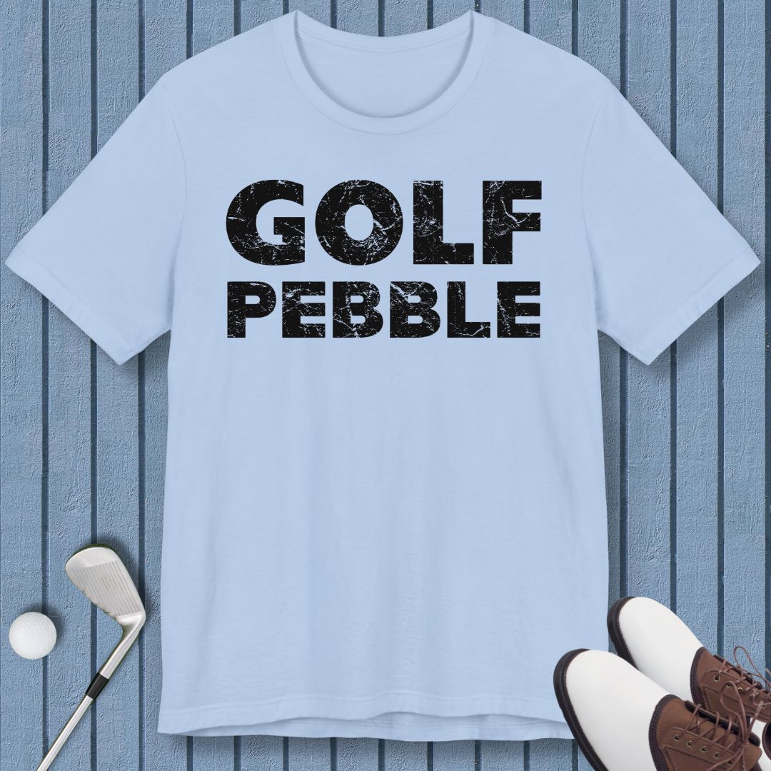 Golf Pebble - T-shirt in Baby Blue, great for casual wear. Find more fun golf focused products at oneforetheages.com
