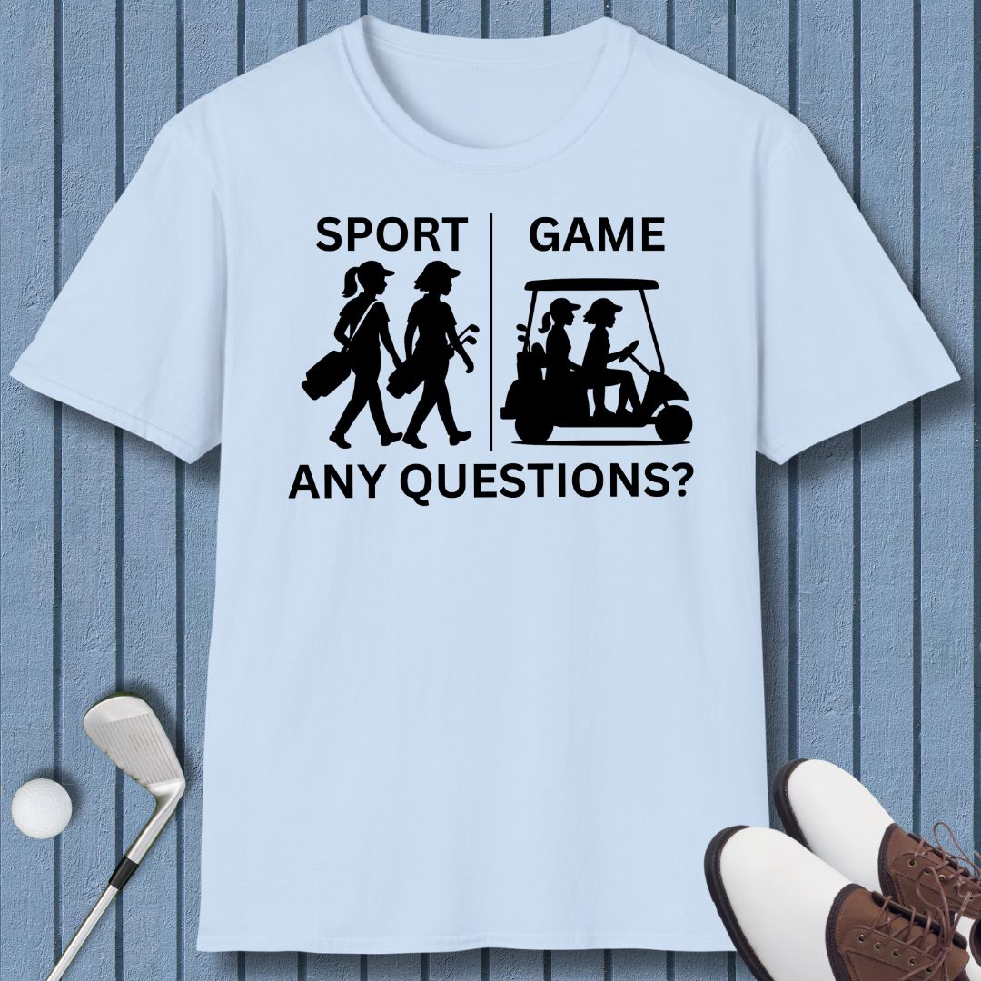 SPORT vs. GAME - Female in Light Blue, great for casual wear. Find more fun golf focused products at oneforetheages.com