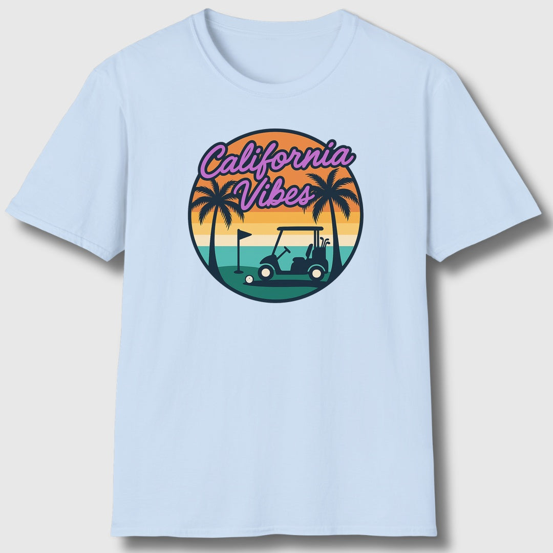 Golf Vibes - California Coast Edition - Adult Golf T-Shirt in Baby Blue