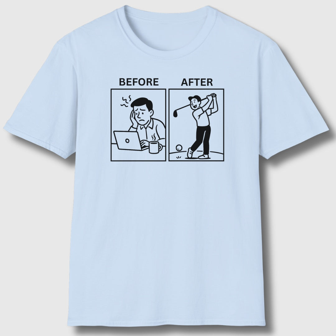 Before & After - Adult Golf T-Shirt in Baby Blue