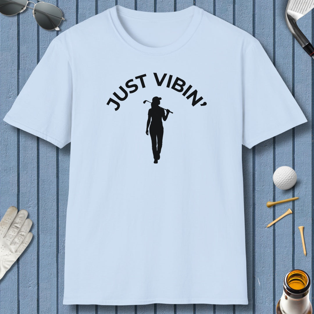 Just Vibin' - Women's - Adult Golf T-Shirt in Baby Blue