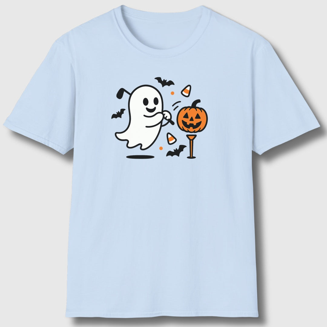 Ghost Tee Off - Adult Golf T-Shirt in Baby Blue