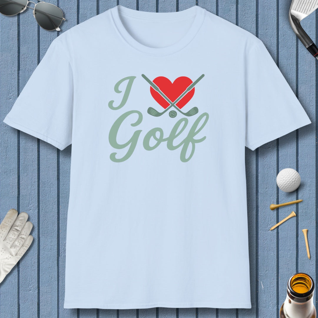 I Love Golf - Adult Golf T-Shirt in Light Blue