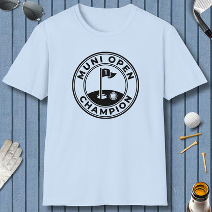 MUNI OPEN CHAMPION - MUNICIPAL GOLF COURSE T-SHIRT in Light Blue