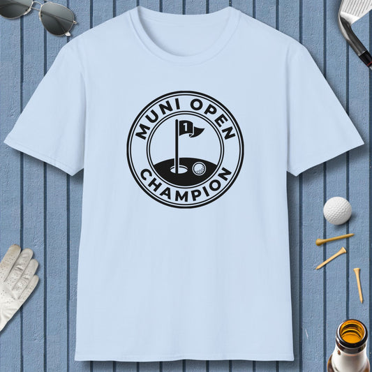 MUNI OPEN CHAMPION - MUNICIPAL GOLF COURSE T-SHIRT in Light Blue