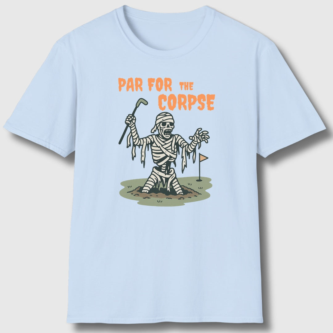 Par for the Corpse - Adult Golf T-Shirt in Baby Blue