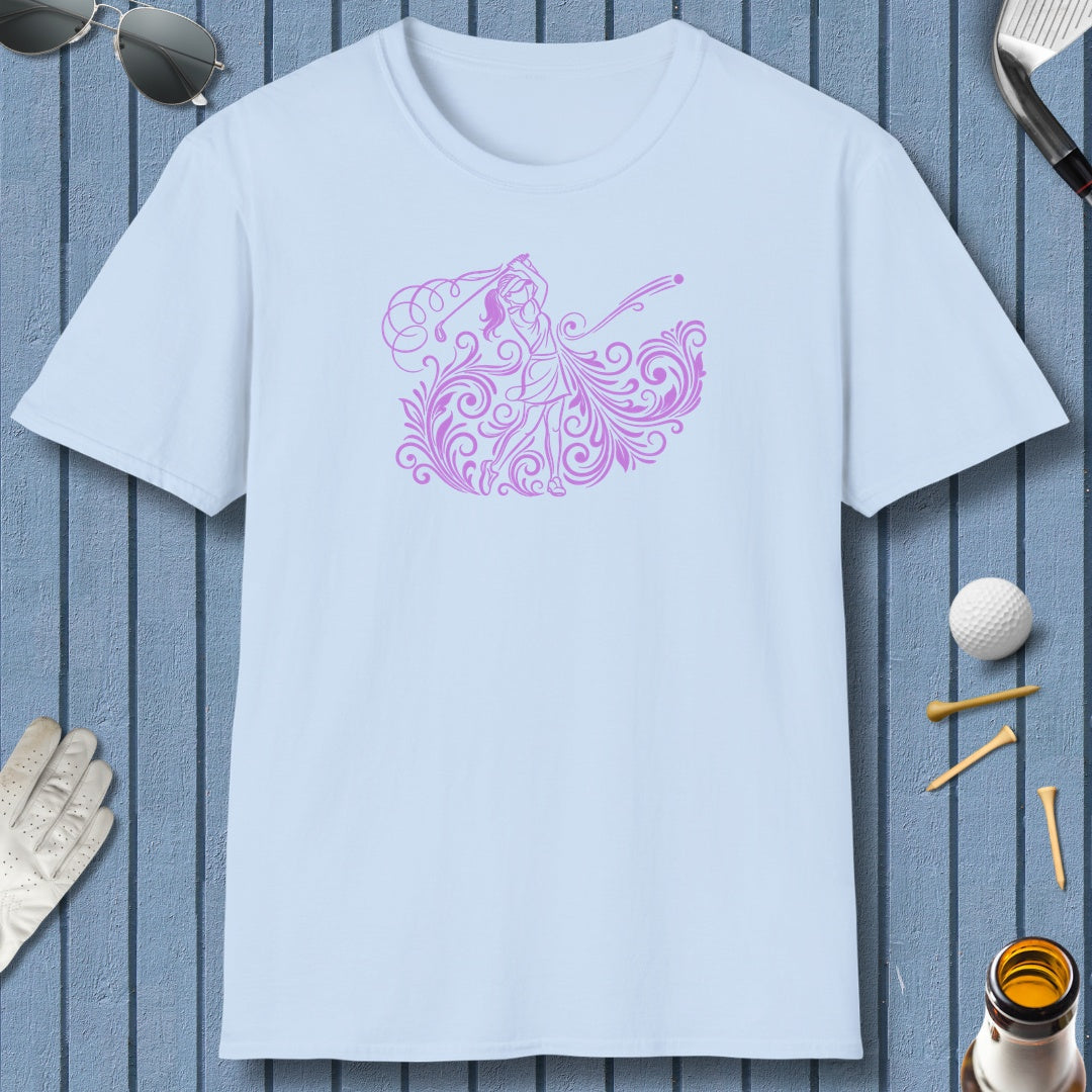 GRACE IN MOTION - Women's Golf Swirl Art - Adult Golf T-Shirt in Baby Blue
