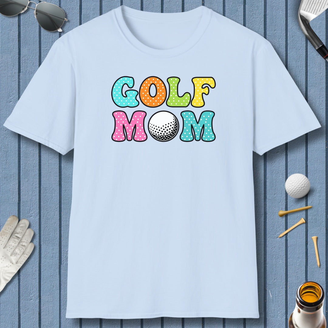 BUBBLY GOLF MOM, Polka Dot Pop - Adult Golf T-Shirt in Baby Blue