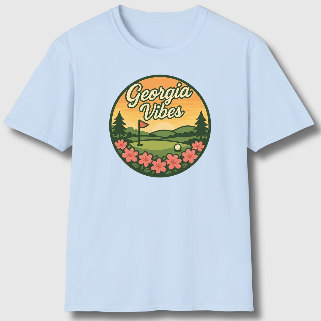 Golf Vibes - Georgia Azalea Edition - Adult Golf T-Shirt in Baby Blue