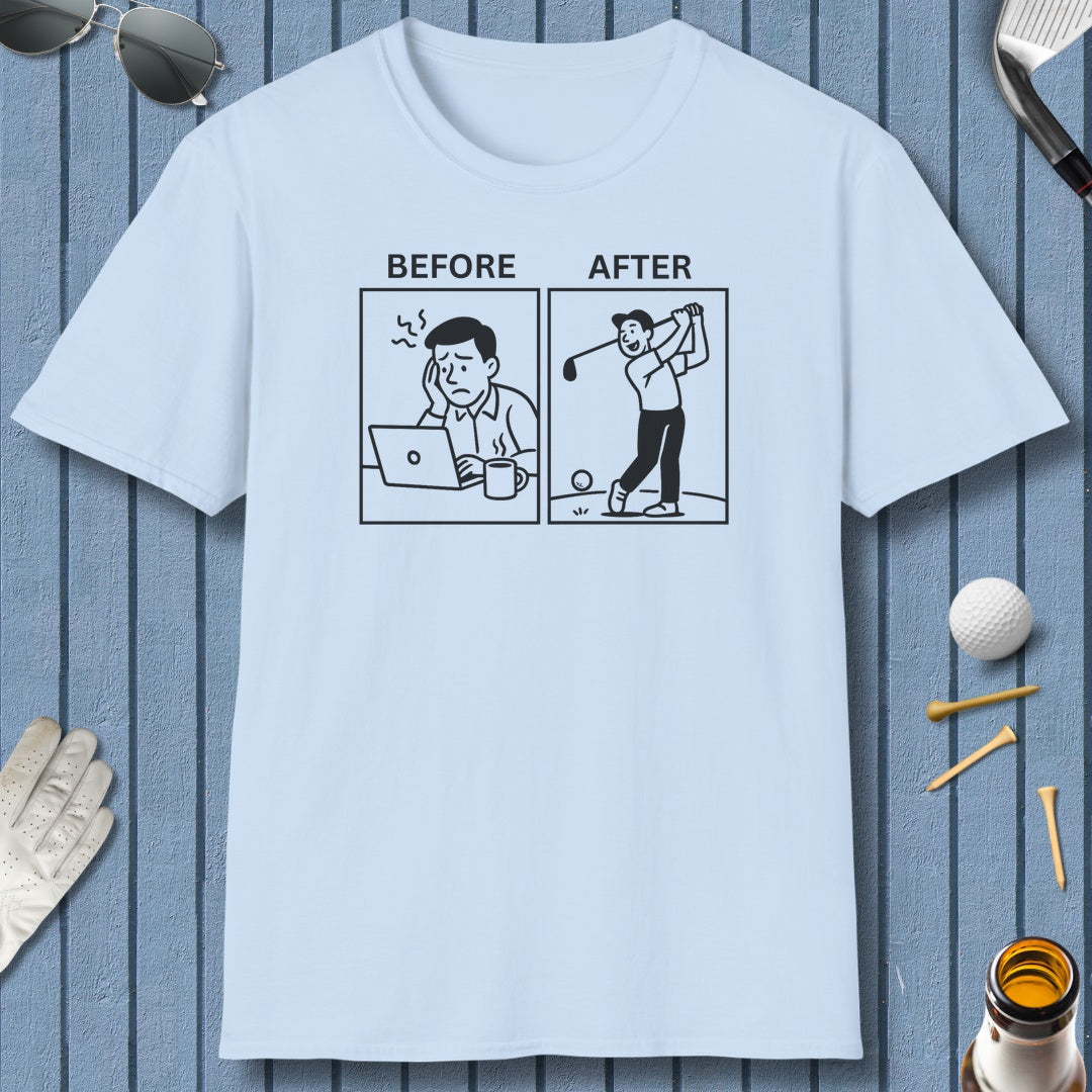 Before & After - Adult Golf T-Shirt in Light Blue
