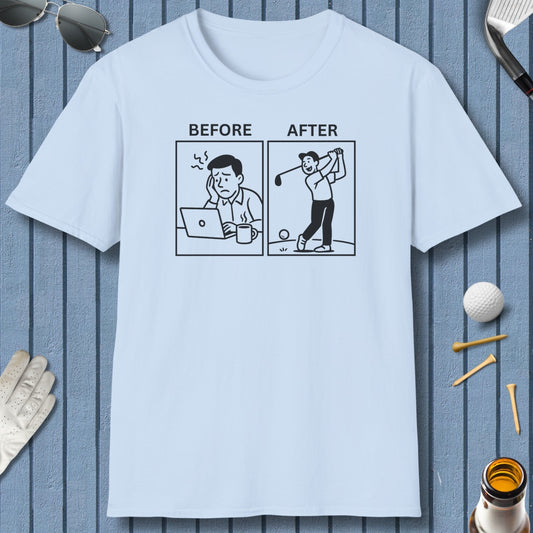 Before & After - Adult Golf T-Shirt in Light Blue