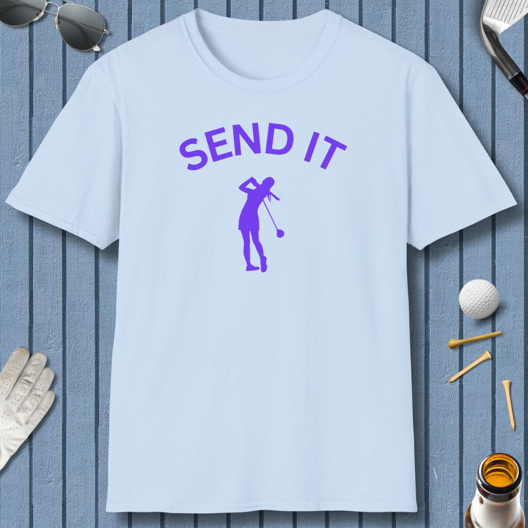 SEND IT (Female) - Adult Golf T-Shirt in Light Blue