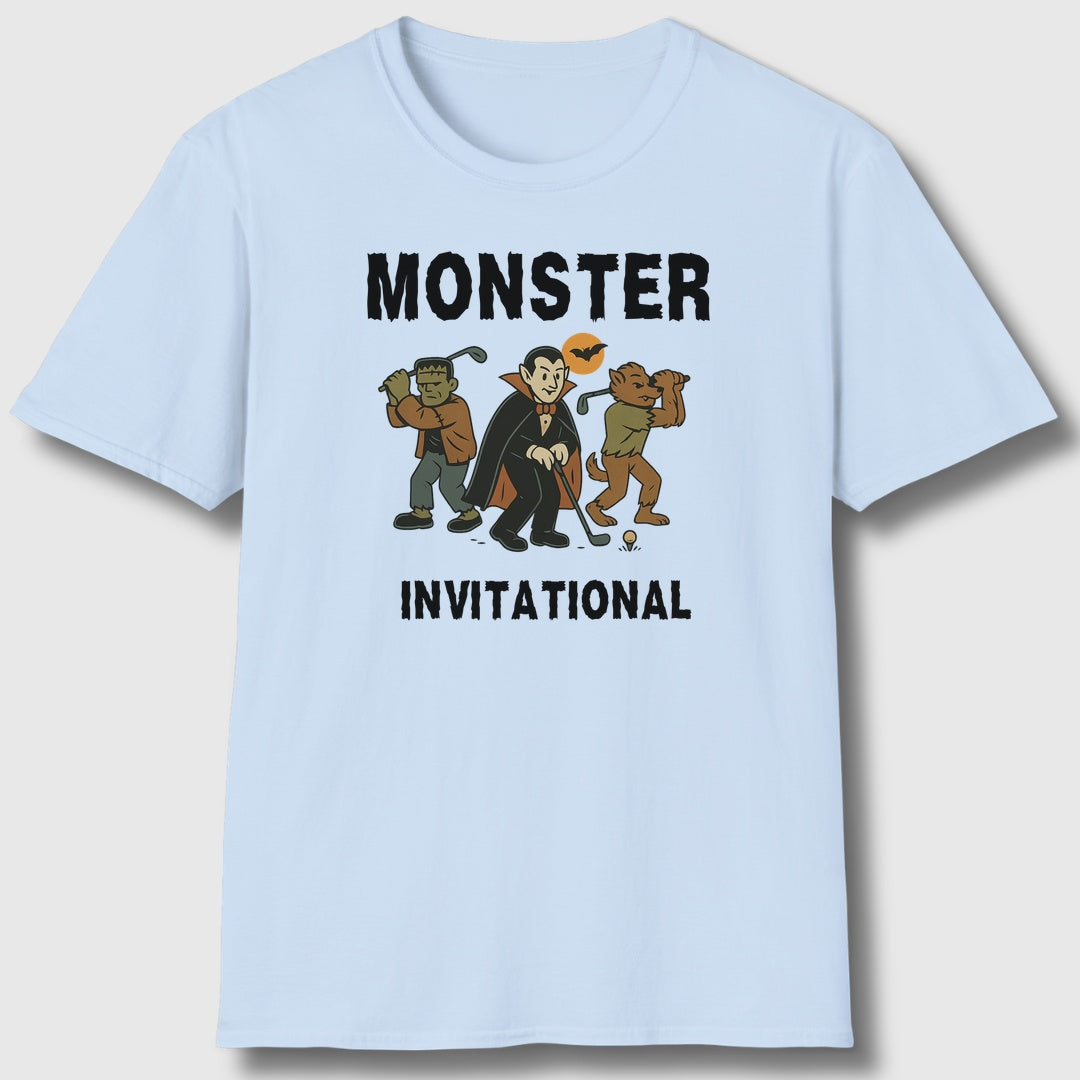 Monster Invitational - Adult Golf T-Shirt in Baby Blue