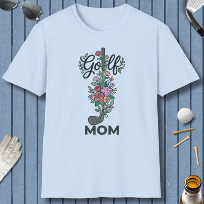 Golf Mom - Floral - Adult Golf T-Shirt in Baby Blue