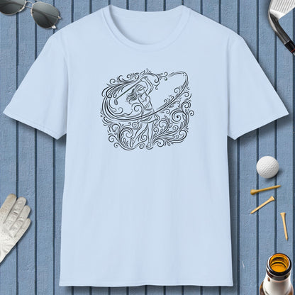 EVERY SWING TELLS A STORY - Women's Golf Vine Art - Adult Golf T-Shirt in Baby Blue