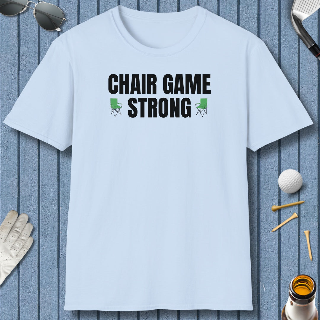 Chair Game Strong - Adult Golf T-Shirt in Baby Blue