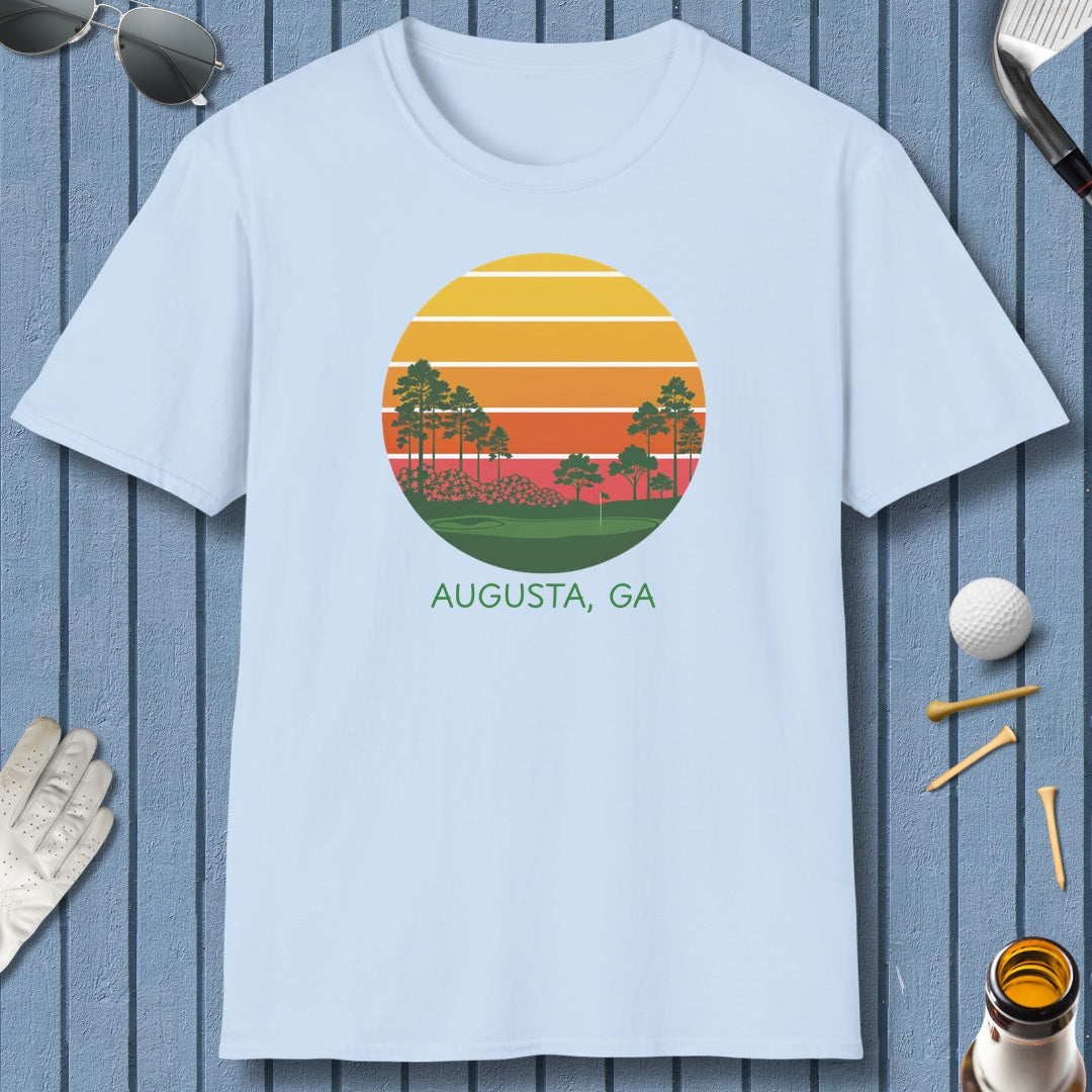 Retro Sunset - Augusta - Adult Golf T-Shirt in Baby Blue