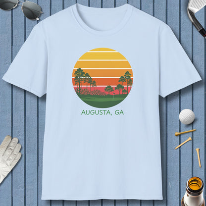 Retro Sunset - Augusta - Adult Golf T-Shirt in Baby Blue