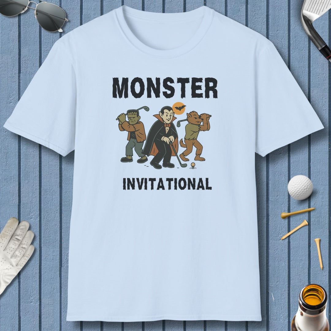 Monster Invitational - Adult Golf T-Shirt in Light Blue