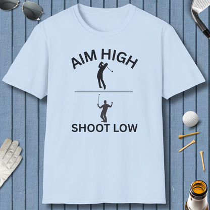 Aim High - Shoot Low (Male) - Adult Golf T-Shirt in Light Blue