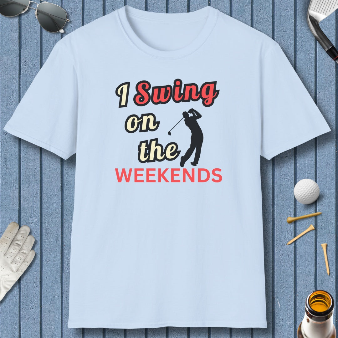 I Swing on the Weekends - Adult Golf T-Shirt in Light Blue