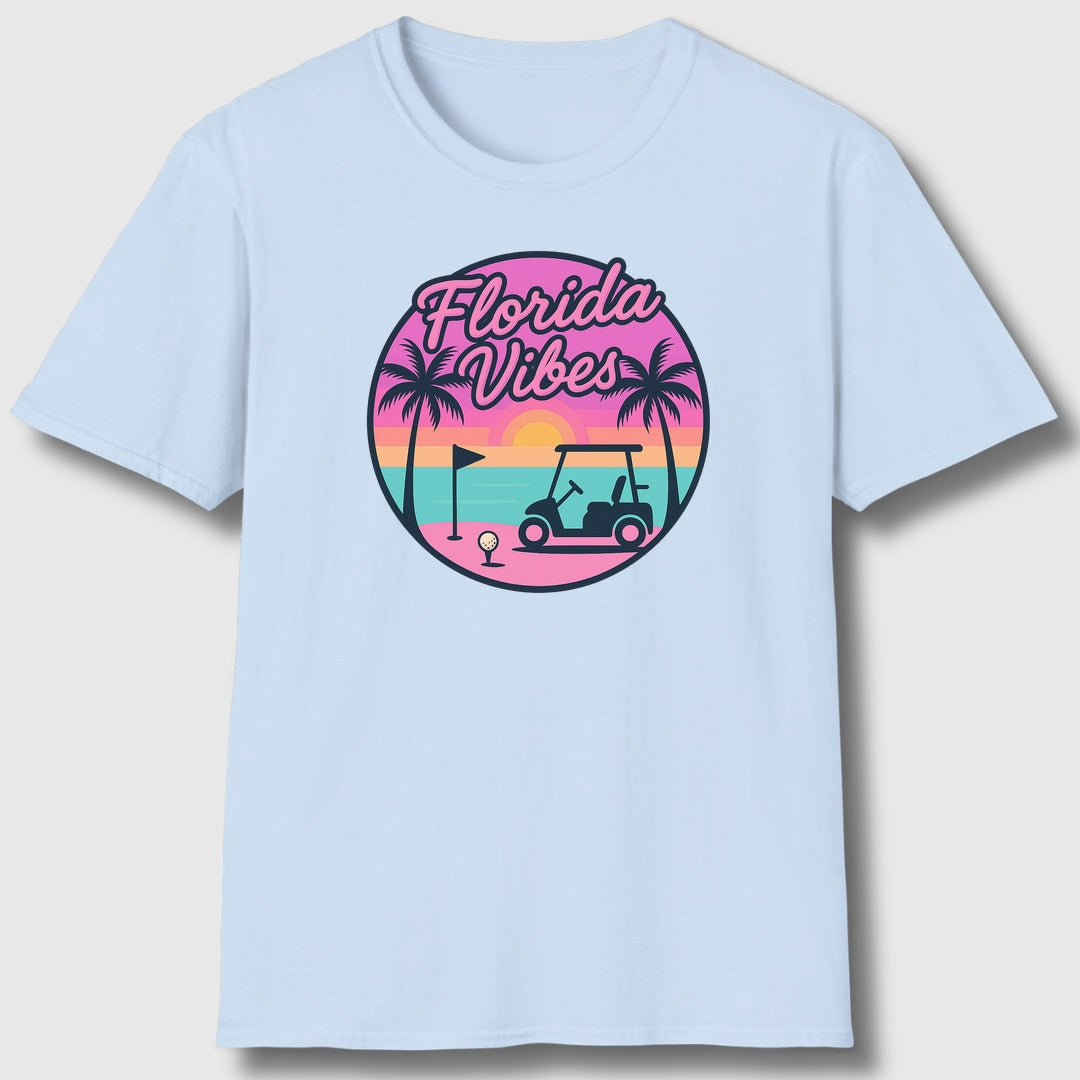 Golf Vibes - Florida Sunshine Edition - Adult Golf T-Shirt in Baby Blue
