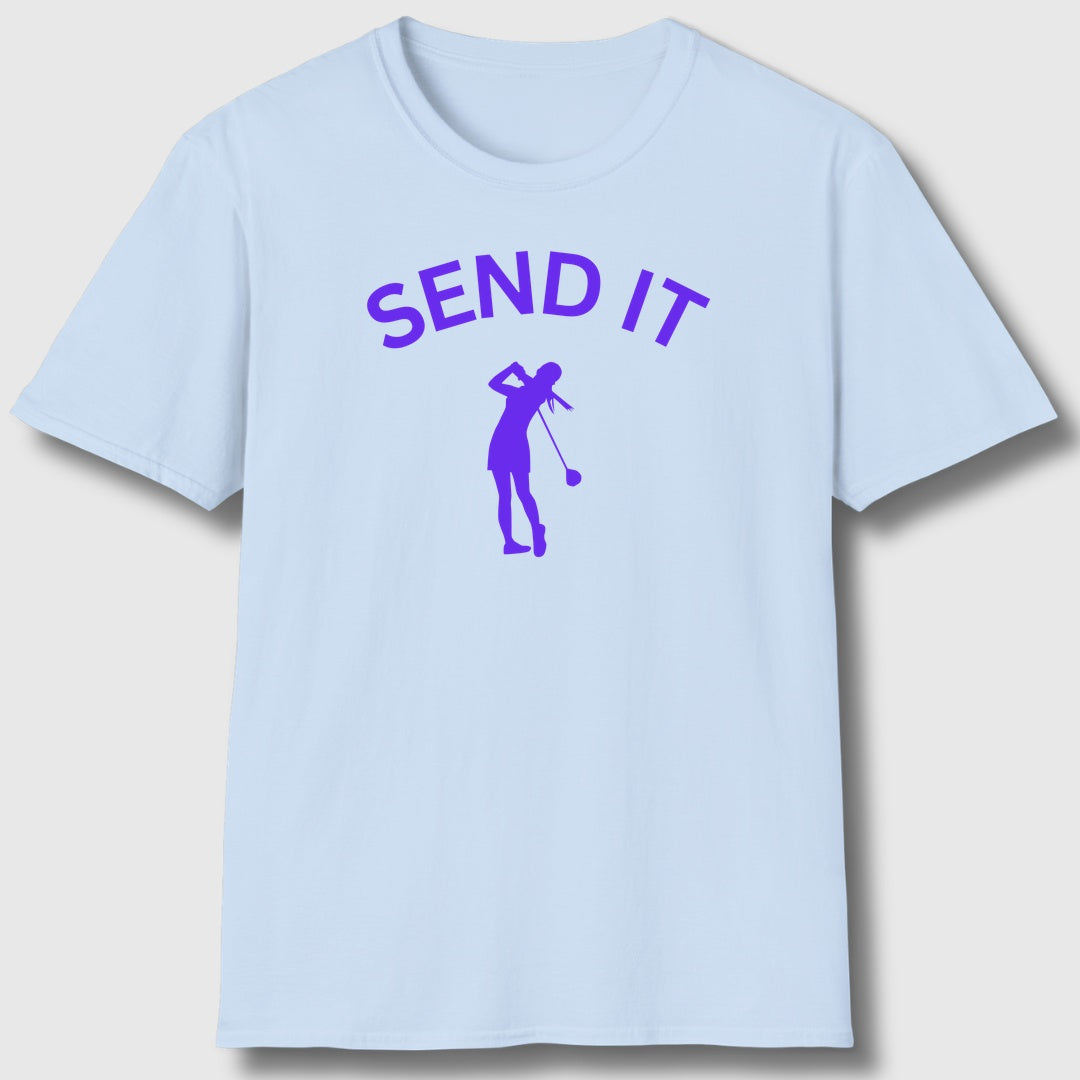 SEND IT (Female) - Adult Golf T-Shirt in Baby Blue