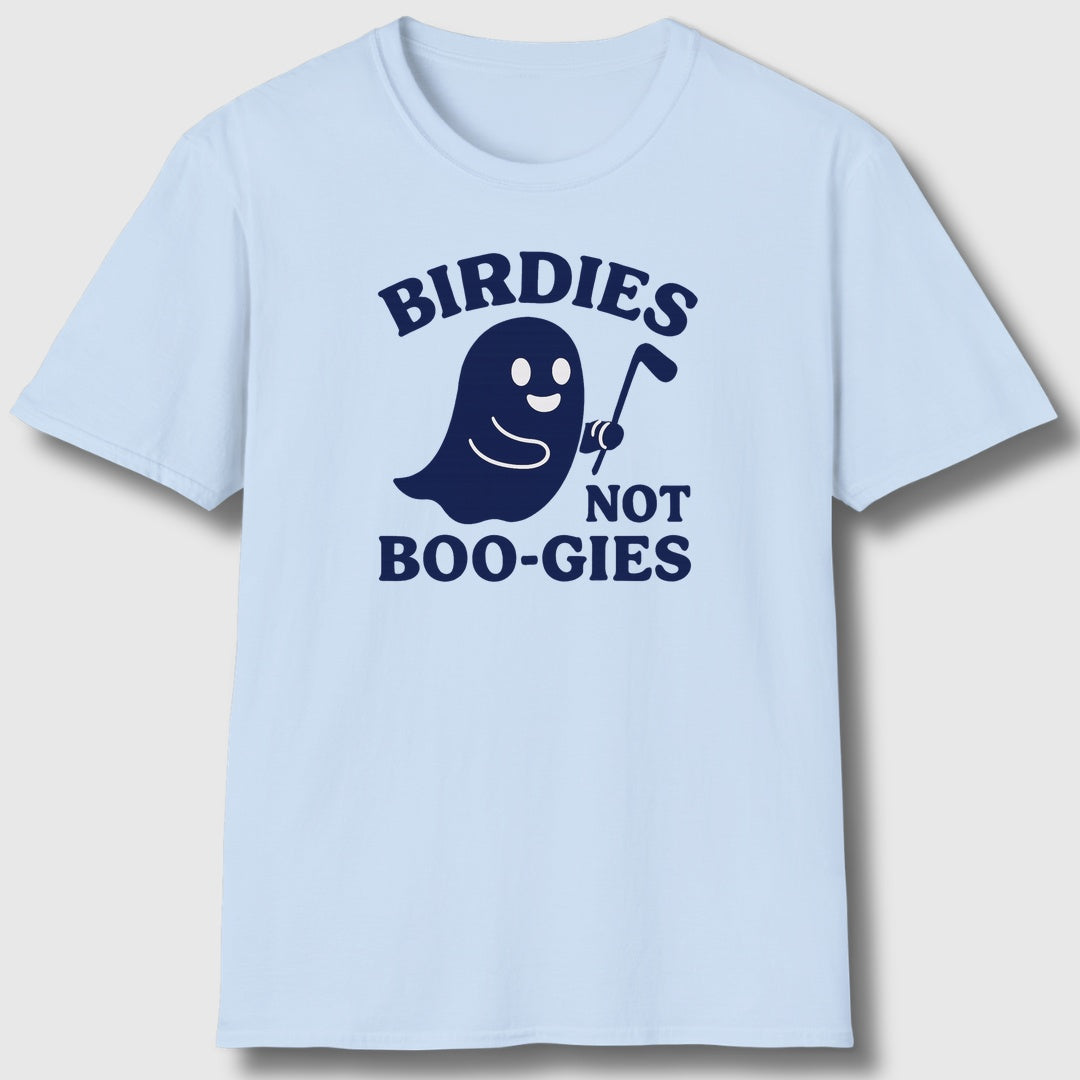Birdies not BOO-GIES - Adult Golf T-Shirt in Baby Blue