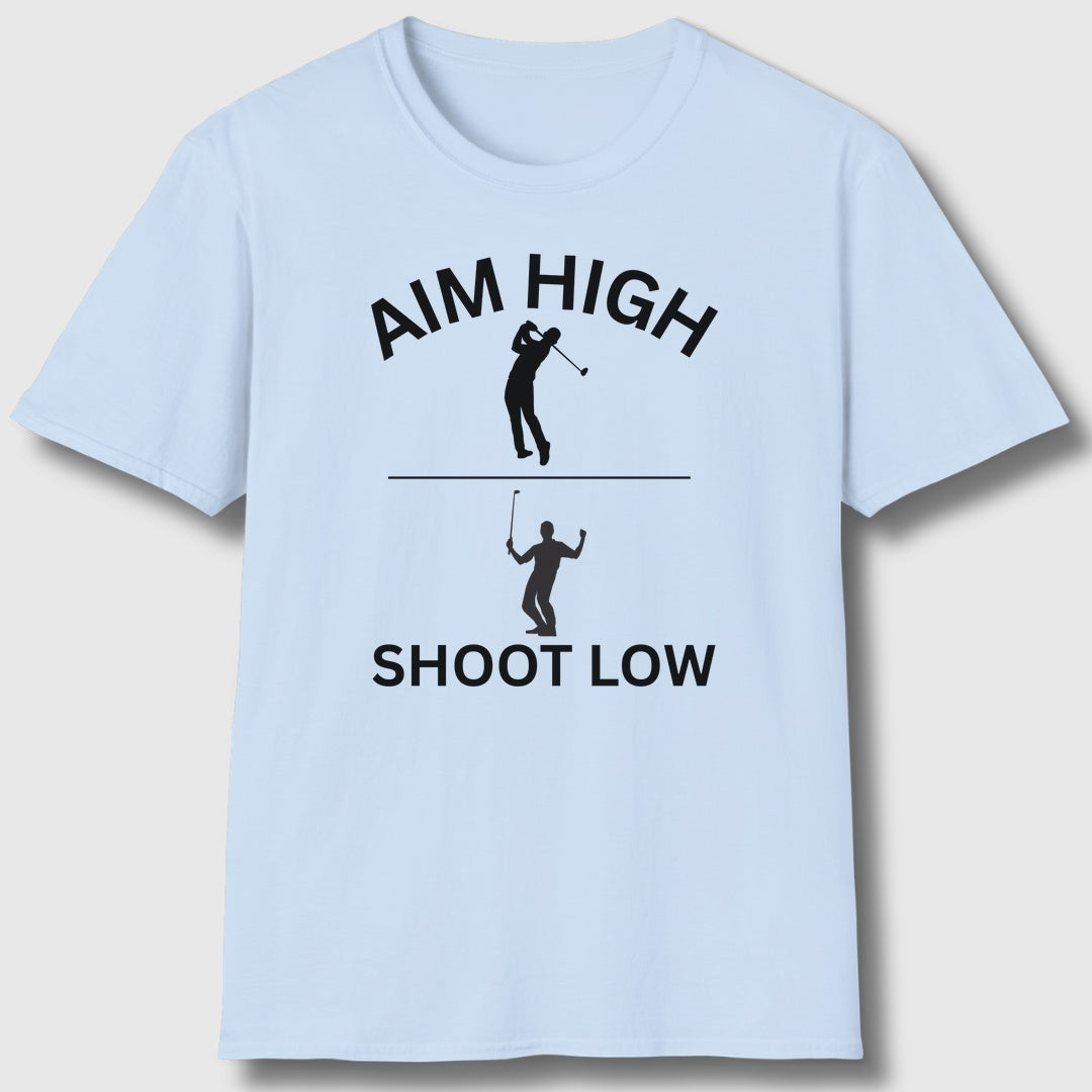 Aim High - Shoot Low (Male) - Adult Golf T-Shirt in Baby Blue
