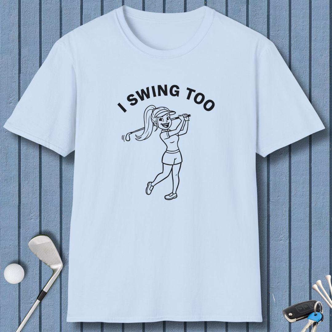 Retro “I SWING TOO” Women’s Golf T-Shirt – Funny Vintage Golf Design