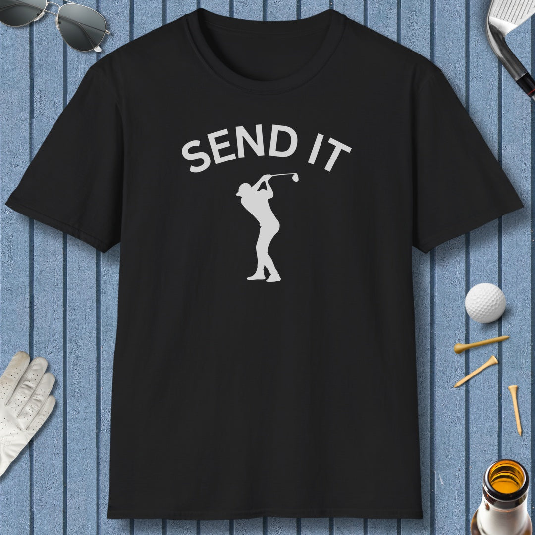 SEND IT (Male) - Adult Golf T-Shirt in Black