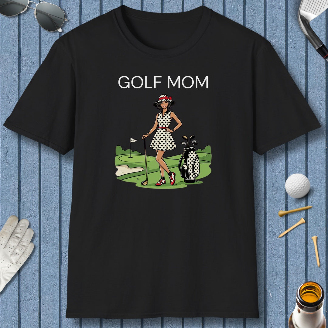 FASHIONABLE GOLF MOM, Polka Dot Dress Tee - Adult Golf T-Shirt in Black